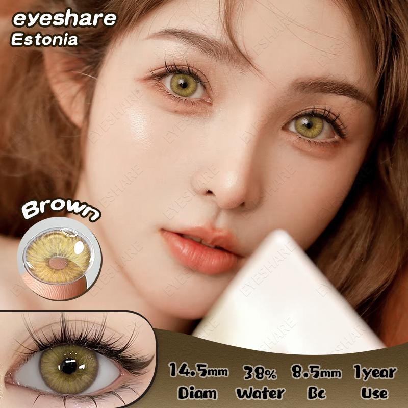 Eyeshare Цветные контактные линзы года Натуральные карие цветные линзы для макияжа глаз Синие модные контактные линзы Серые косметические линзы 1 пара