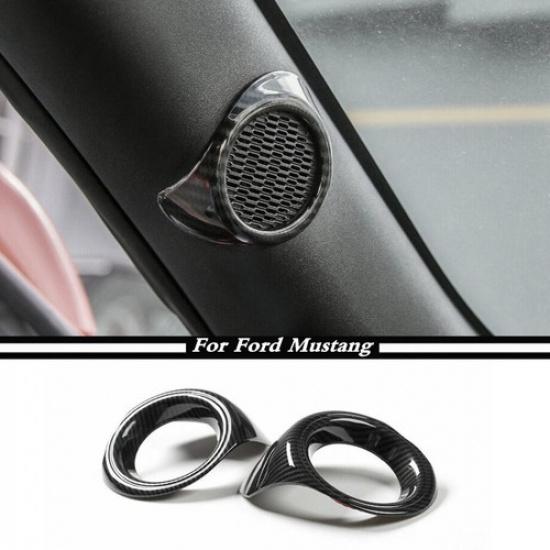 For 2015- Ford Mustang ABS Carbon Fiber A-Pillar Speaker Cover Trim Decor 2P