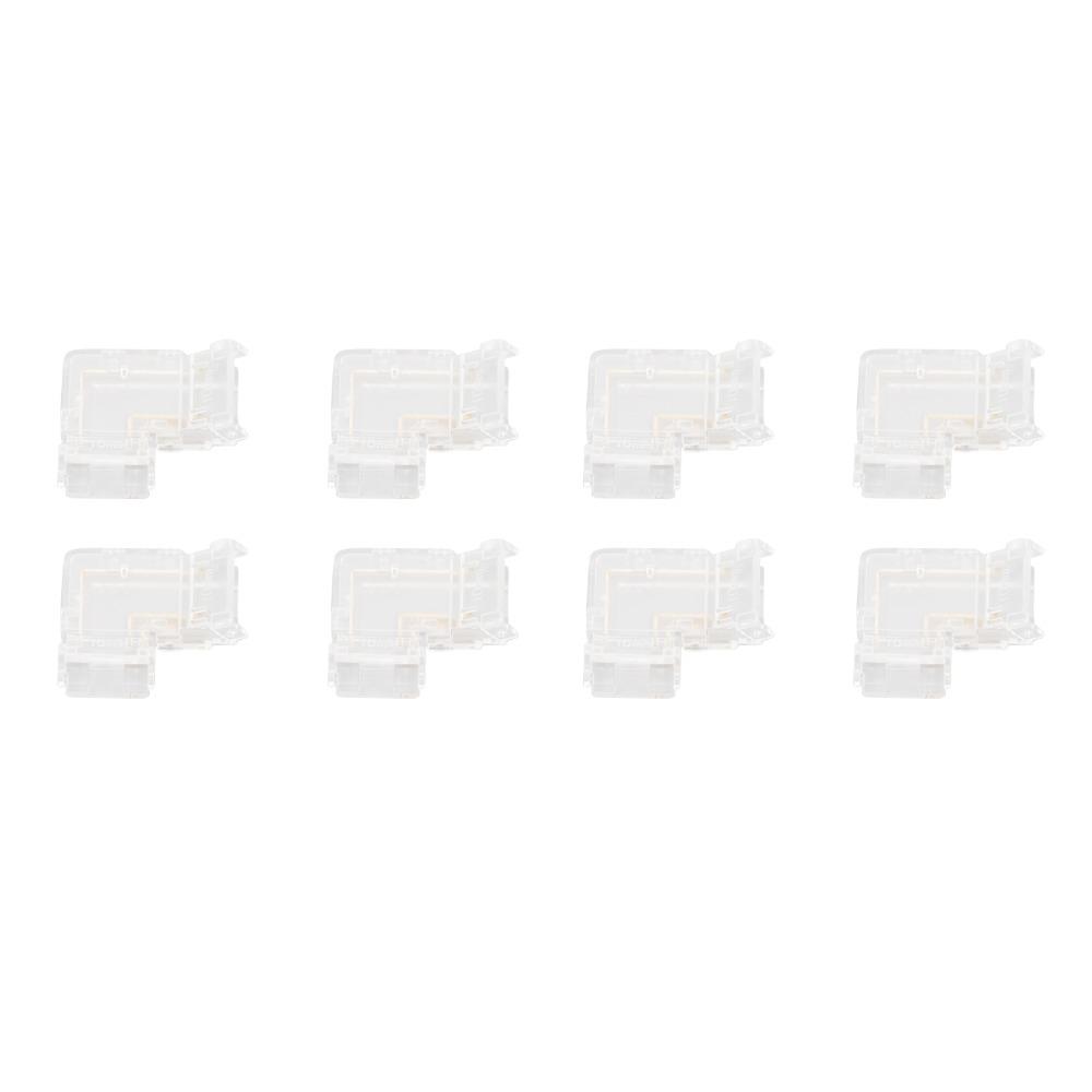 8pcs Transparent COB Connector Solderless L Shaped Connector For Double Color LED Strips