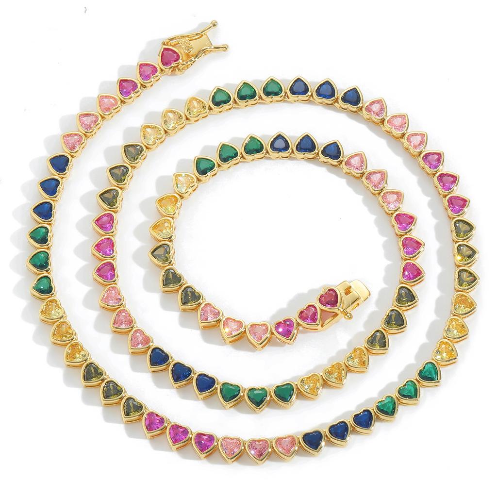 Heart Shape 5A CZ Tennis Bracelet 4mm Brass Single Row Chain Clean Setting ODM Ready for Streetwear Jewelry Stores