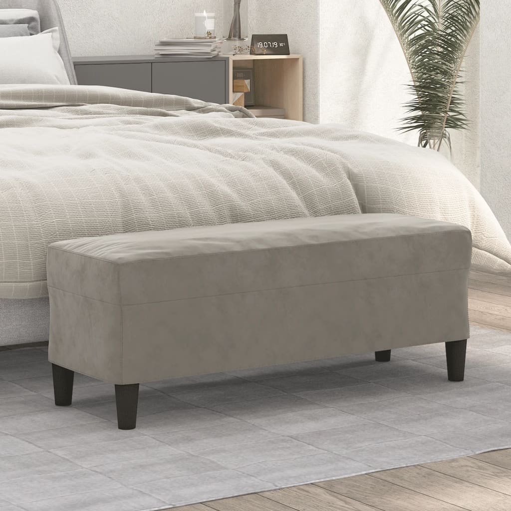 Bench Light Grey 100 x 35 x 41 cm Velvet