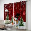 Мультфильм Веселый Рождественский Снеговик Дерево Красный Зеленый Оконные Шторы Для Гостиной Детская Спальня Ванная Кухня Дверь Домашний Декор2 Шт.