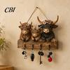 Halloween Party Supplies Entryway Key Holder with 4 Hooks, Wooden Hanging Sign, Wall Mount Scary Door Ornament Rack for Keys Bags And Leashes,