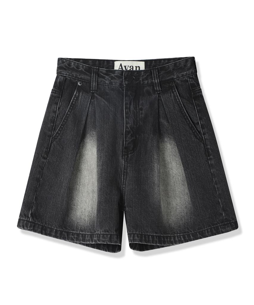 AVANDRESS Double Wrinkle Denim Shorts Deep Blue