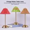 Cordless LED Table Lamp 3 Color Stepless Dimmable Retro Rattan Touch Lamp Bedside Night Lamp For Indoor/Outdoor Use Home Bedroom