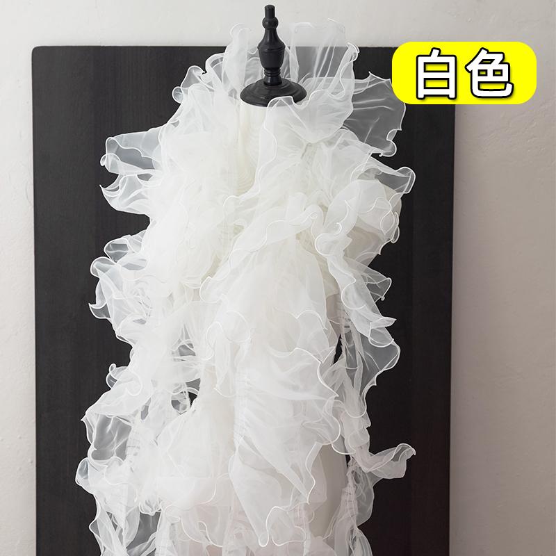 2meters Pleated Sewing Fabric Ruffle Lace Ribbon Trim For Garments Dress Diy Crafts Supplies Needlework Accessories 11cm Wide