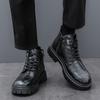 Зимние классические мужские кожаные ботильоны 2024 года, модная обувь с высоким верхом, увеличивающая рост, красивые рабочие ботинки для мужчин на шнуровке