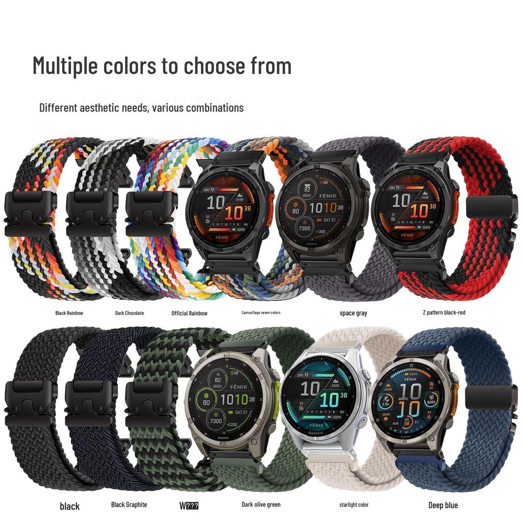 Эластичный ремешок из паракорда 61S для часов Garmin Fenix 8, 7X Pro, 955, 965