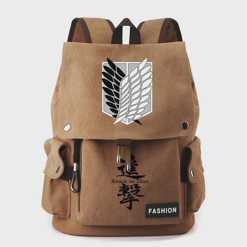 Атака титанов Крылья свободы аниме холст рюкзак для студентов
