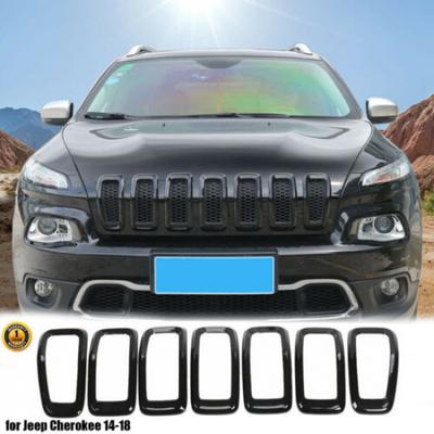 7 шт. Вставки в переднюю решетку автомобиля Рамка решетки Отделка для Jeep Cherokee 2014-2018 Черный