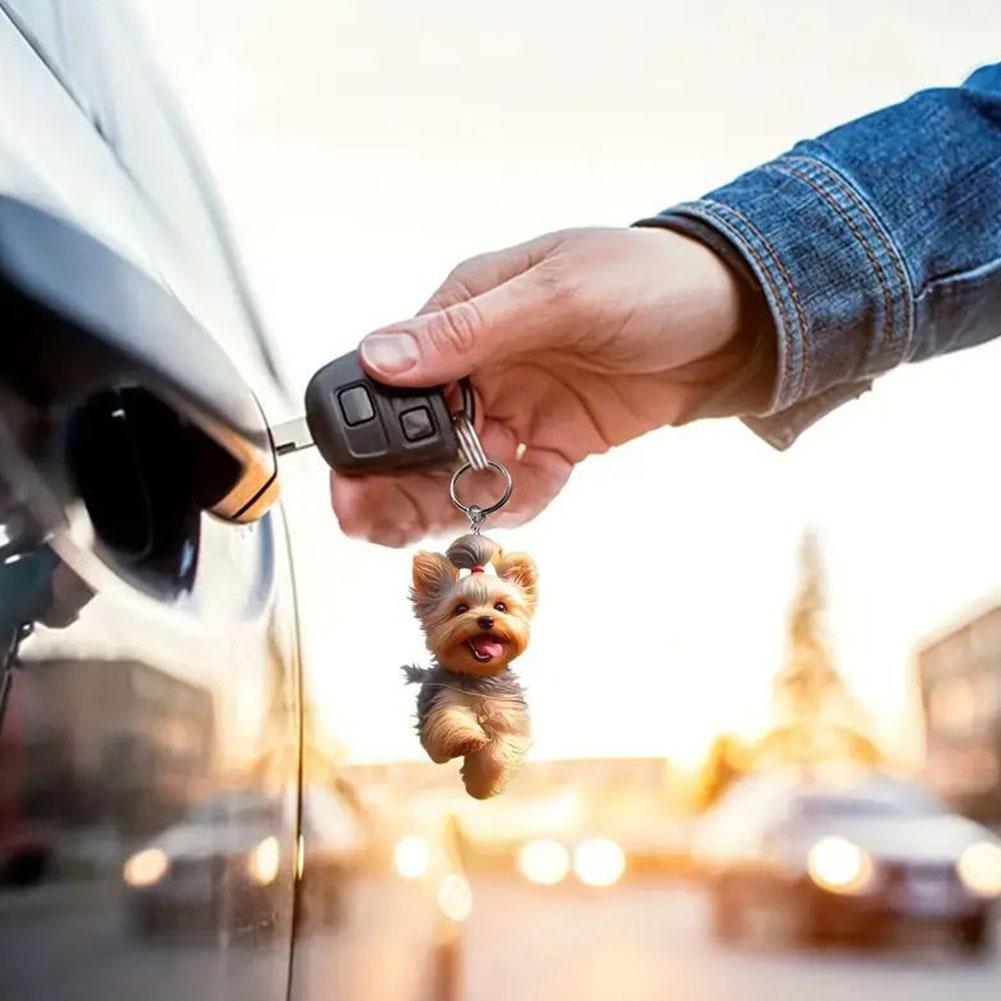 Yorkshire Terrier Dog Acrylic Pendant Hanging Decoration Cartoon Flat Animal Creative Pendant L J0Y9