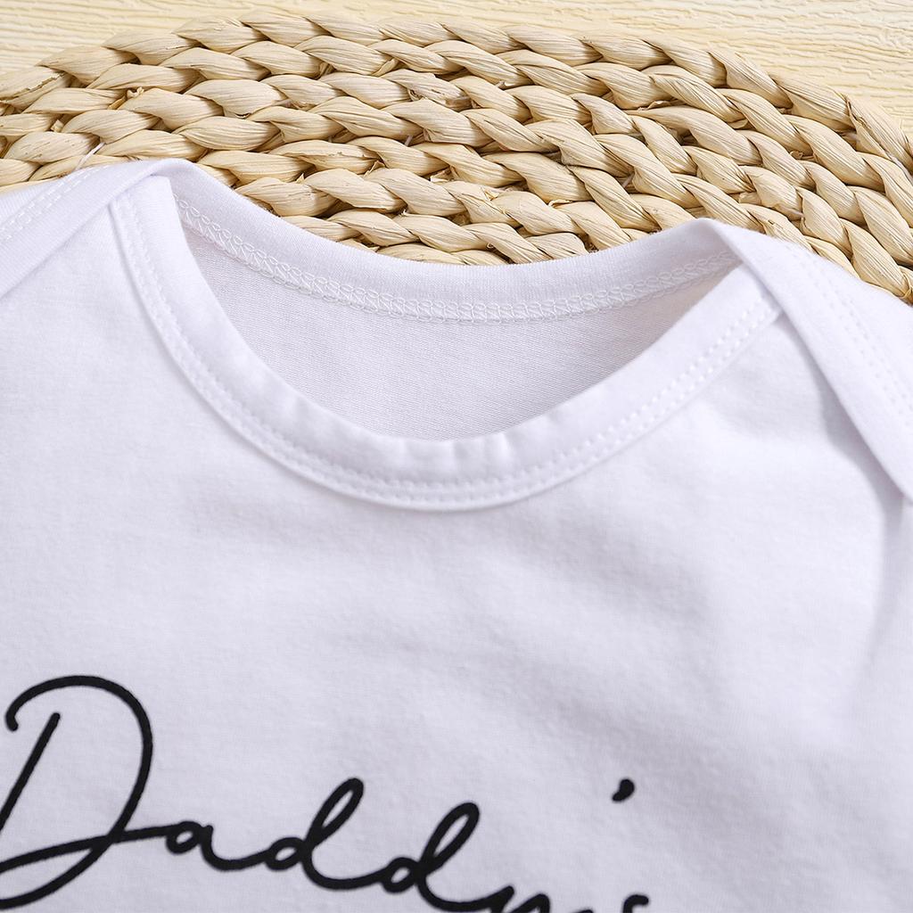 3-18 месяцев Детский комбинезон с принтом «Папина дочка» из хлопка, белый комбинезон с короткими рукавами