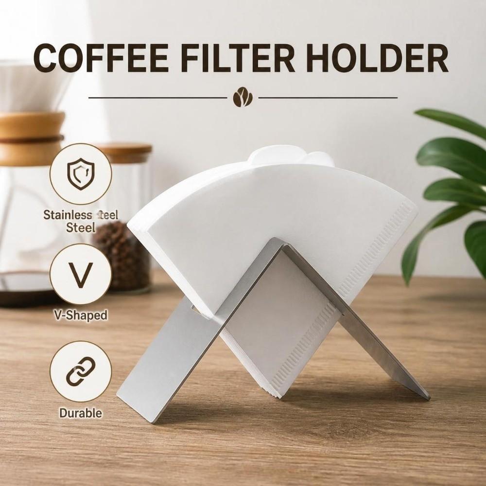 Stainless Steel Coffee Filter Holder V-Shaped Filter Paper Holder Kitchen