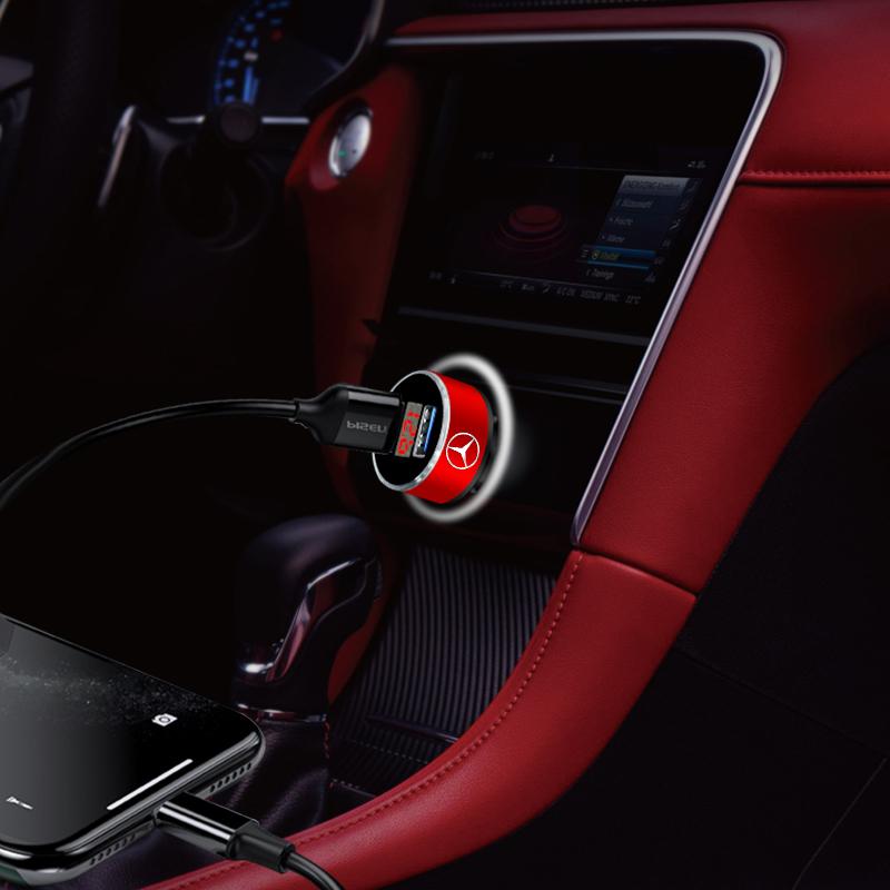 Автомобильное зарядное устройство 2 USB порта Быстрая зарядка Цифровой дисплей Автомобильные аксессуары Для Mercedes-Benz AMG W212 W220 W221 W222 W108 W126 W140 W168 W169 W176 W177