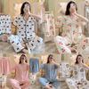 Ladies Three Piece Pajamas Women Printed Pajamas Home Sets Pajama Sets Cute Girls Homewear