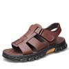 Fashion Summer Men's Brown Sandals New Beach Shoes Thick Soled Cowhide Sandals Men Outdoor Casual Non-slip Genuine Leather Sandals Man