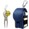 Golf Ball Case, Ball Pouch, Golf Marker, Green Fork, Movable Belt Clip, Easy To Attach and Detach [Lightweight Carabiner Type] (Navy Blue)