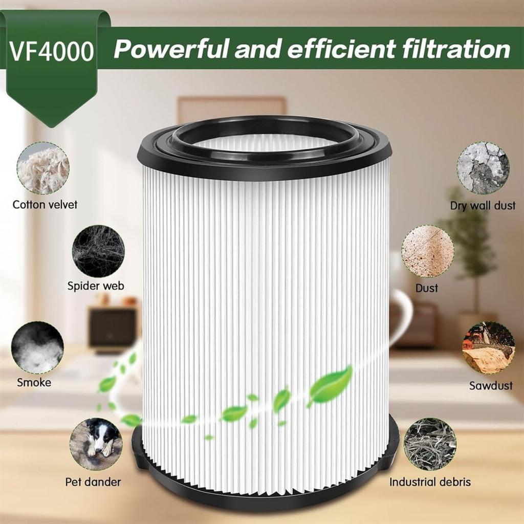 1 Pack VF4000 Filter Replacement for Rigid Shop Vac Filter, Standard Wet/Dry Vac Filter 72947, compatible most 5-20 Gallon and Husky 6-9 Gallon