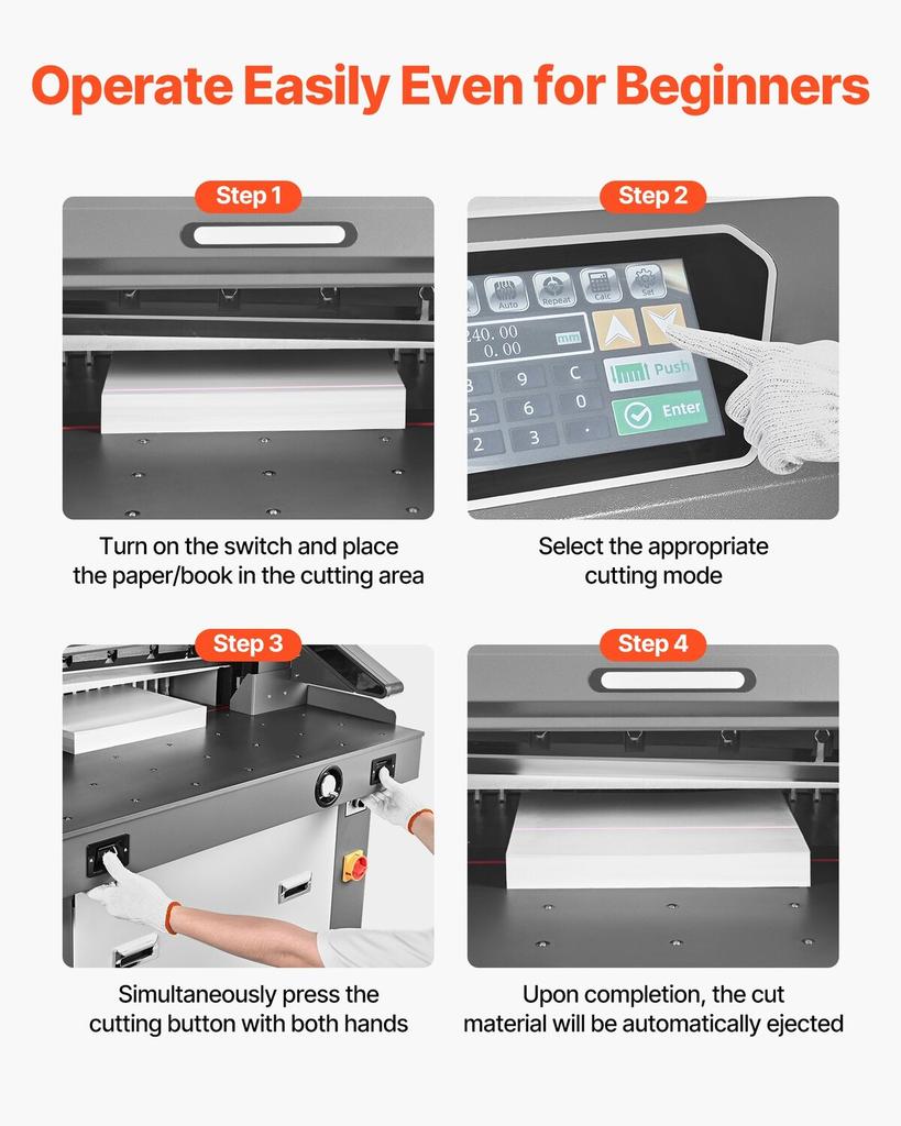 Electric Paper Cutter, Metal Hydraulic Paper Cutter Machine, 660 mm Cutting Width, 100 mm Cutting Thickness, Large Size Electric Guillotine Trimmer