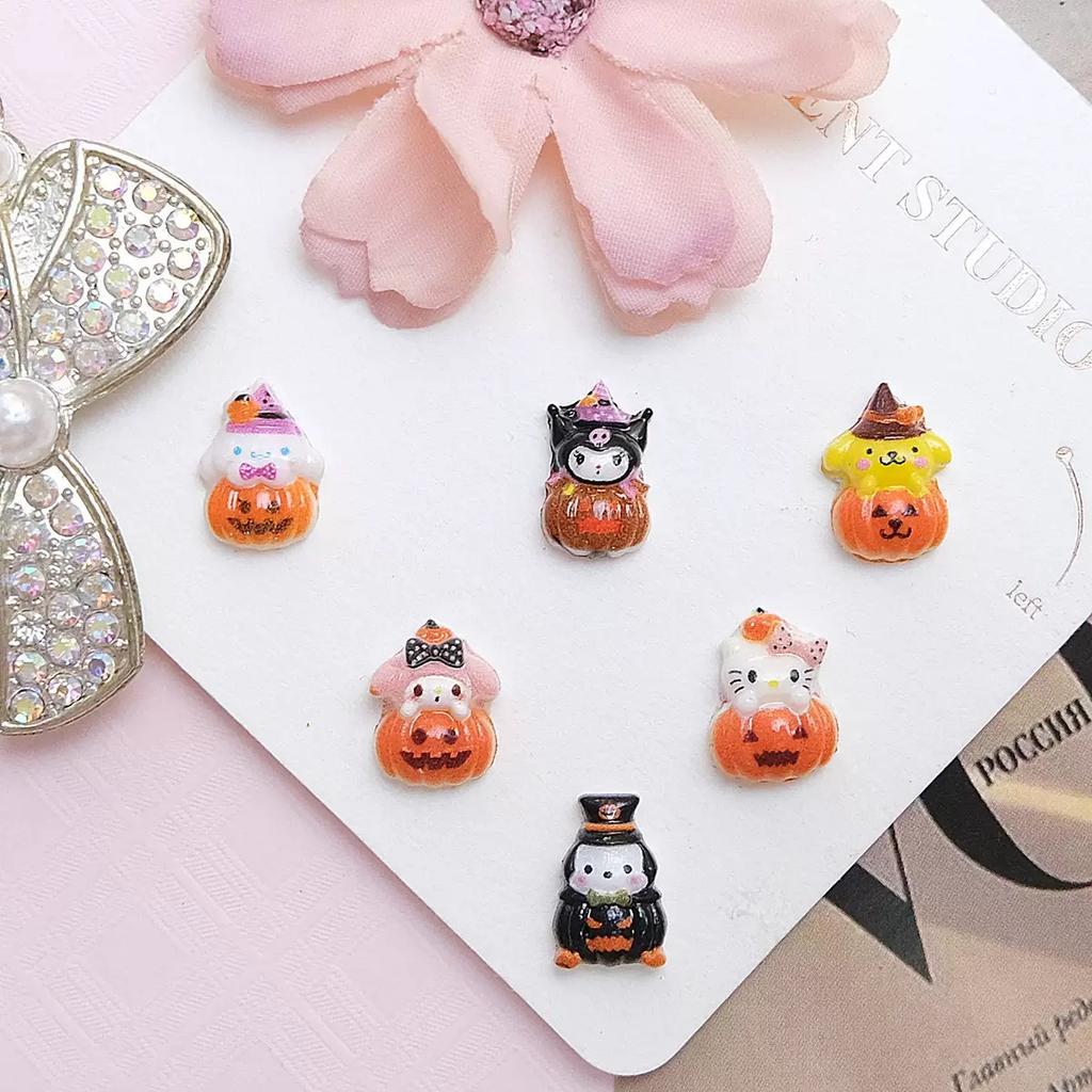 50Pcs New Mini Cartoon Cute Halloween Pumpkin Series Resin Flat Back Scrapbook Diy Nail Decoration Component Holiday Gifts A138