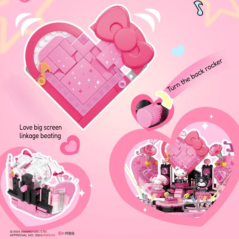 Areax Строительные Блоки Новая Sanrio Любимая Сияющая Сцена Архитектура Игрушки Украшение Коллекция Конструктор Подарок для Девочки