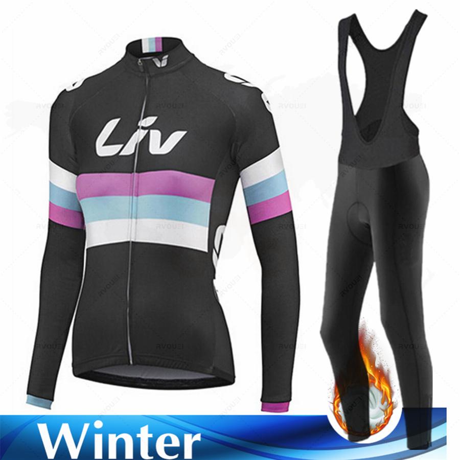 Velvet Warm Cycling Suit Set Women Fashion Long Sleeves Cycling Jersey Set Thermal Fleece Female MTB Road Bike Mallot Ciclismo Hombre