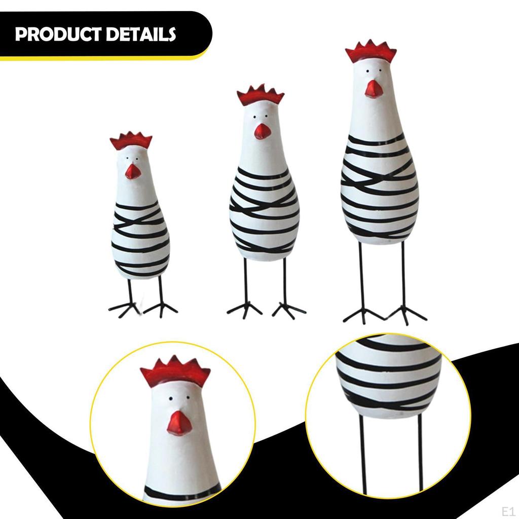 Набор из 3 шт. Декоративные статуэтки цыплят, Деревянные скульптуры животных, Фигурки для настольного декора гостиной