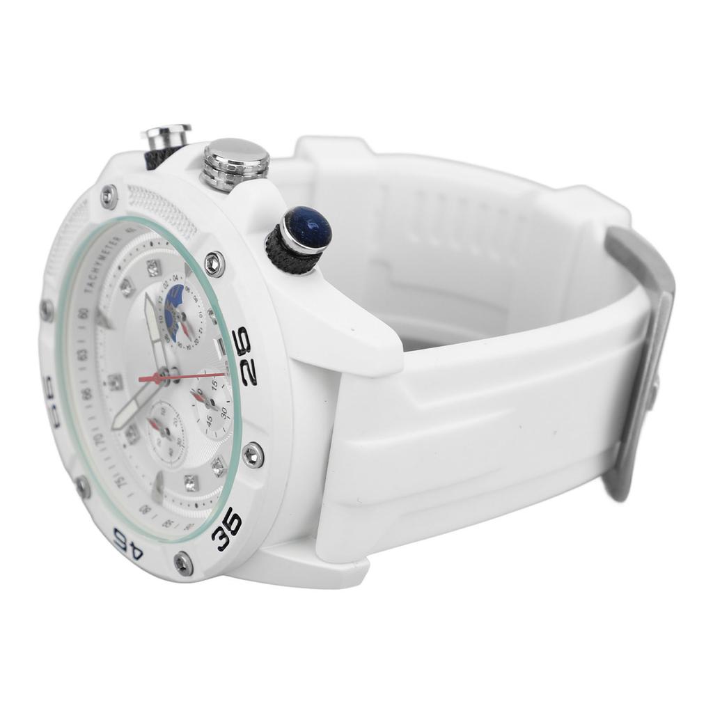 Men Multifunctional Quartz Watch Silicone Strap Water Resistant Wristwatch Chronograph Quartz Watch