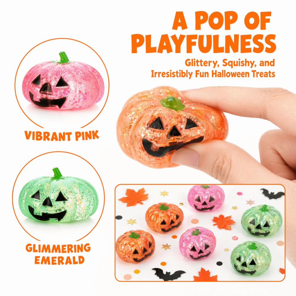 Soft Texture Halloween Pumpkin Squeeze Toy Glittering Fidget Sensory Kids Adults