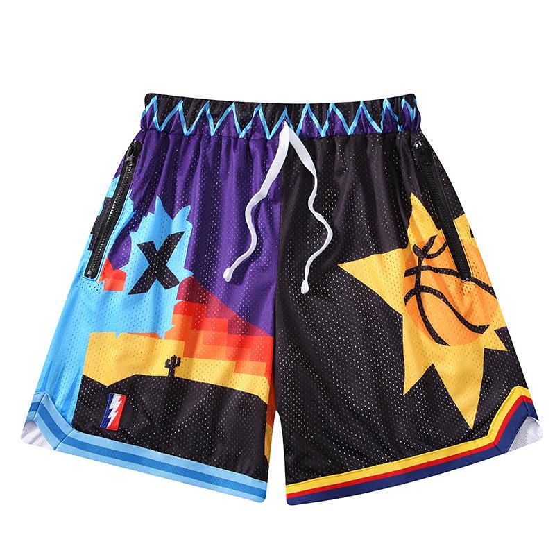 Unisex Retro Mesh Basketball Shorts - Breathable, Double-Layer, Above-Knee Casual Wear for Summer