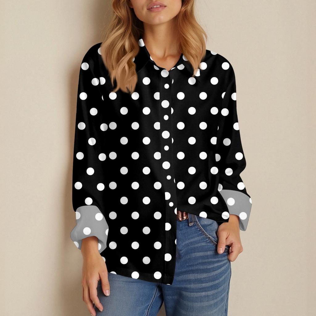 Women's Shirt Blouse Print Button Long Sleeve Casual Basic Shirt Collar Regular Top
