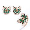 Awesome Butterfly Design Silver Clasp Earring & Ring Set Made Natural Green Agate Gems Luxury Jewelry for Women Anniversary Gift