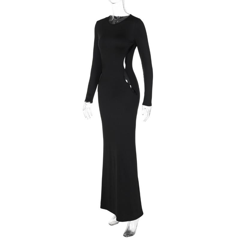 Женское осеннее модное платье с длинным рукавом и круглым вырезом, сексуальное облегающее платье