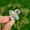 Natural Plume Agate Gemstone Promise Flower Ring Size 7.75 925 Silver For Girls