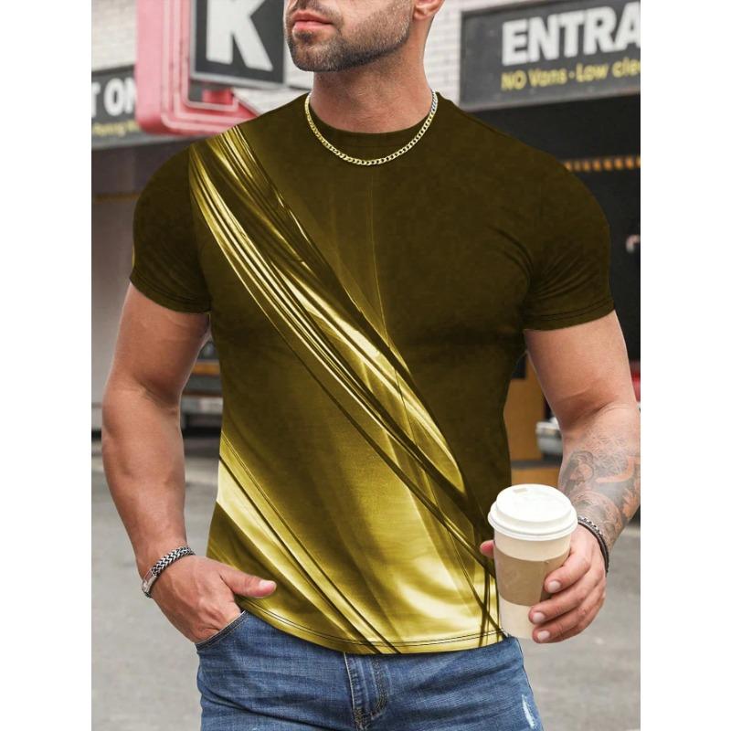 Fashion Men's T-shirt 3D Gradient Print Short-sleeved T-shirt Daily Wear 6XL Simple Print Fashion Casual Round Neck T-shirt