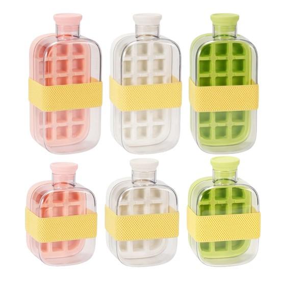 Curling Ice Cube Mold with One-Touch Release Flexible Ice Tray Portable Leak-Proof Water Bottle for Gym Travel Outdoor