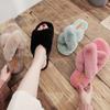 Fashion Warm Fluffy Slippers Women Fashion Cozy Faux Fur Cross Indoor Floor Slides Flat Soft Furry Ladies Female Celebrities Flip Flops