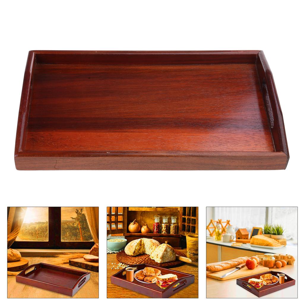 Поддон для хранения, деревянный, прямоугольный, с ручками, стильный, для столовой и кухни, поднос для сервировки завтрака