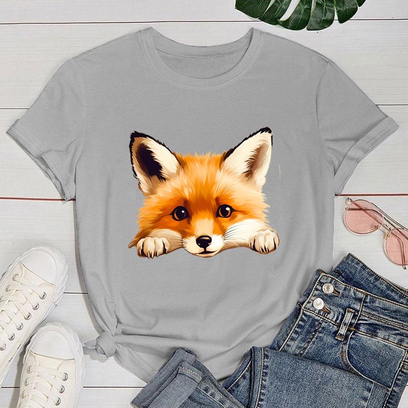(Премиум-футболка)Новая модная футболка с графическим принтом лисы, модная повседневная футболка с коротким рукавом