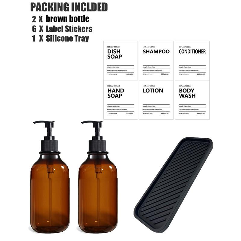 500 мл дозатор для жидкого мыла многоразовый пустой шампунь кондиционер гель для душа контейнер с этикеткой/стойка/поднос для ванной комнаты кухни