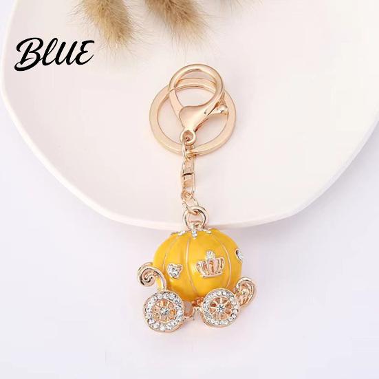 Girlfriend Keychain Gift Pendant Sparkling Rhinestones Pumpkin Carriage Shape Charm