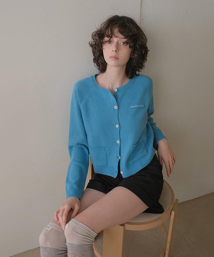 TARVERT Summit Round Knit Cardigan - Aqua Blue