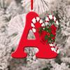 Red Color 26-Letter Hanging Ornaments with Lanyard & Christmas Flower Charms Christmas Tree Drop Decoration Holiday Party New Year Christmas