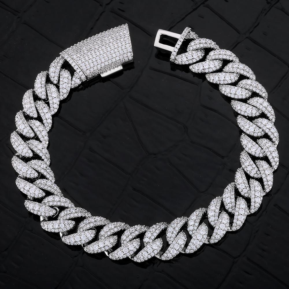 Custom 11mm Exquisite Cuban Bracelet Iced Brass Inlaid with 3 Rows of Zircon Hip Hop Sparkling Men and Women Jewelry Gifts