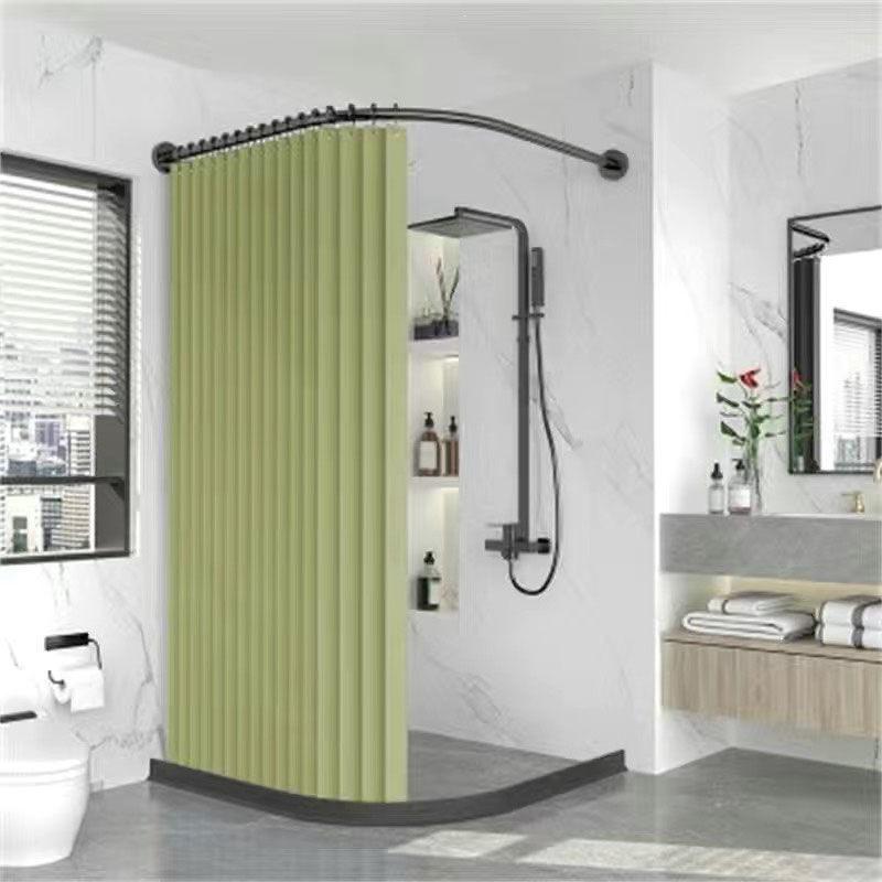 Magnetic No-Drill Waterproof Foldable Shower Curtain for Dry-Wet Separation
