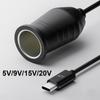 USB Type-C работает с зарядным устройством PD мощностью 65 Вт, кабель-адаптер 9/15/12/20 В USB C для прикуривателя