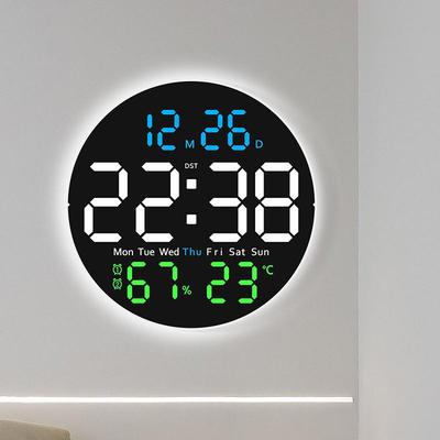 Многофункциональные бесшумные настенные часы с ночным освещением, отображением температуры и влажности для гостиной