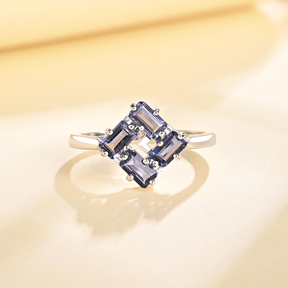 Кольцо из стерлингового серебра 925 пробы, натуральный иолит, октябрь 3*5 мм, драгоценный камень, ювелирные украшения для женщин, жены, подарок на день рождения