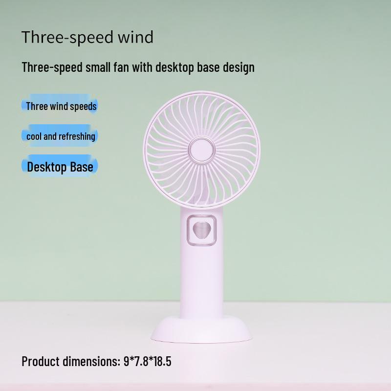 Mini USB Rechargeable Handheld Fan - Three-Speed, Portable, Silent, Cartoon Design for Desktop or Travel