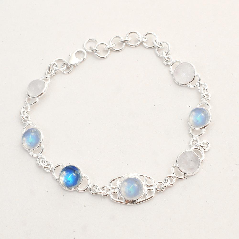 Браслет из натурального лунного камня, твердое серебро 925 пробы, ювелирные изделия ручной работы из камня